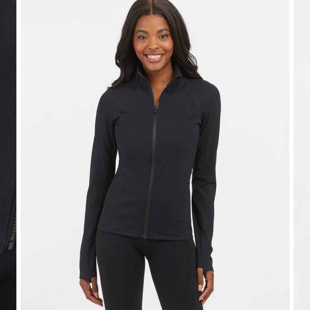 Black spanx contour active workout jacket xs